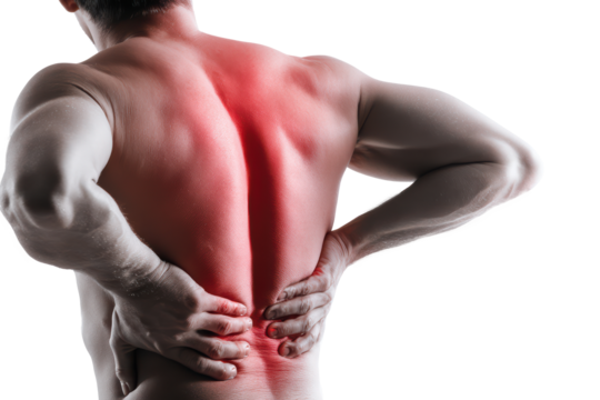 low back pain a young man holding his back and bend in pain