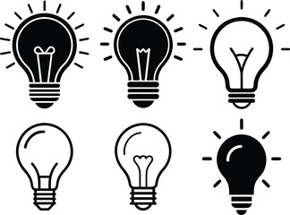 Light Bulb Icons Set - Flat Glyph and Line Vector Illustration for Innovation and Idea Concepts