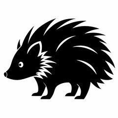 Black Porcupine Vector Graphic
