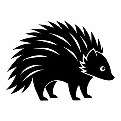 Black Porcupine Vector Graphic