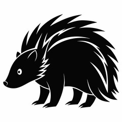 Black Porcupine Vector Graphic