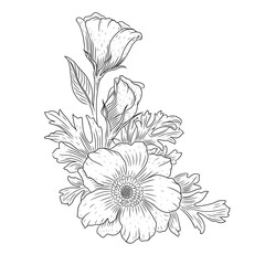 Line art flower