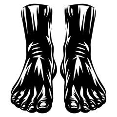Stylized illustration of two feet facing upward in a bold graphic style