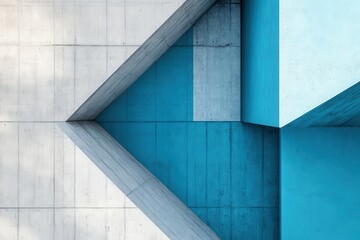 Fototapeta premium Abstract Geometric Shapes in Blue and Gray Concrete Lines