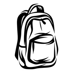 Monochrome Vector Graphic of a Backpack for School or Travel Adventure