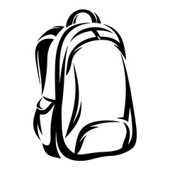 Simple black and white backpack illustration for school or travel design