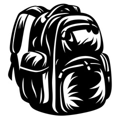 Striking Black and White Backpack Graphic with Detailed Design Elements