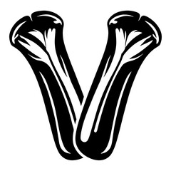 Bold monochrome illustration of two crossed stalks of endive vegetable