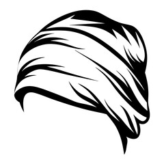 Striking black and white graphic of stylized hair with bold lines