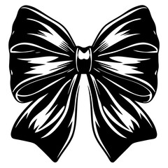 Striking monochromatic bow illustration with intricate detailing and artistic flair