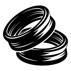 Elegant monochrome illustration of two interconnected wedding bands in a minimalist style
