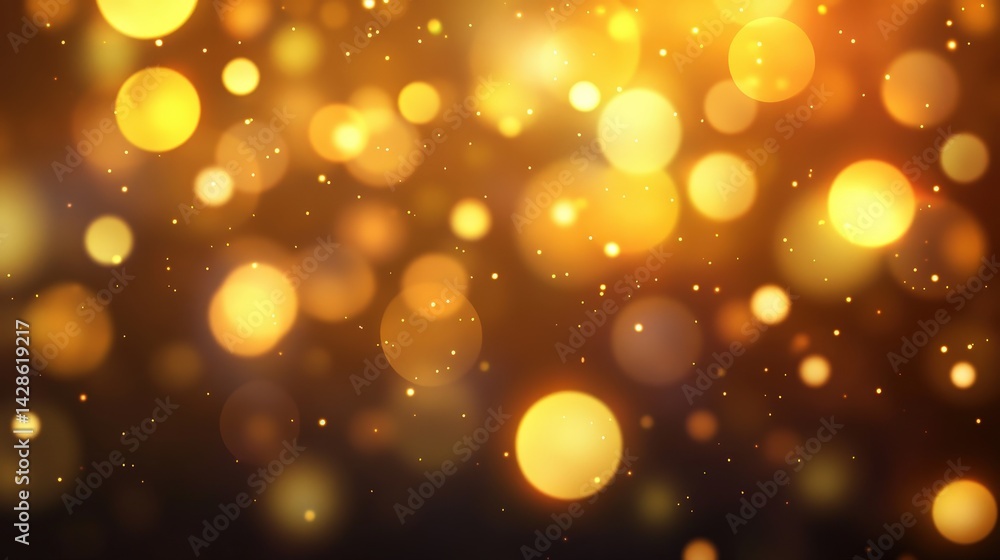 Poster a festive golden bokeh background with glowing orbs softly blending into each other.