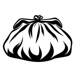 Monochrome Vintage Style Coin Purse with Gathered Fabric and Clasp Detail