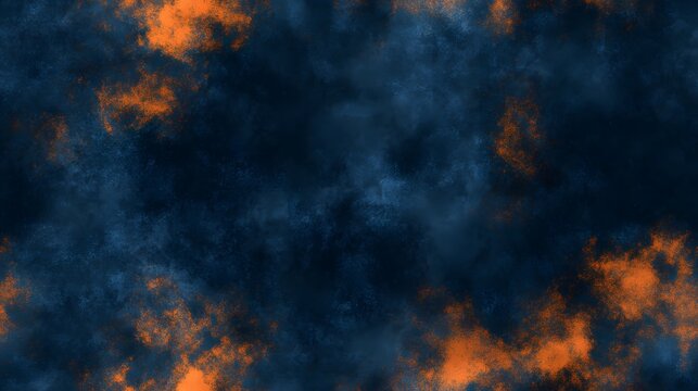 Abstract design with vibrant orange and dark blue patterns.