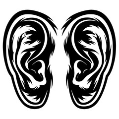 Symmetrical abstract tribal tattoo design featuring a stylized representation of two ears