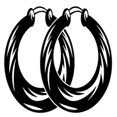 Pair of ornate black and white hoop earrings with unique design