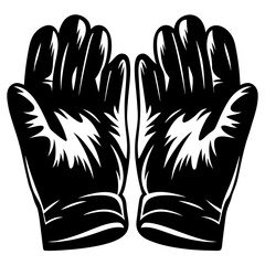 Obraz premium Two dark hand gloves viewed from palm side in vector format