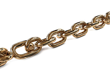 Obraz premium Shiny Gold Chain Links Interconnected Strong Connection Secure Bond