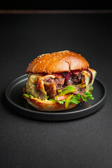 Fresh and delicious burger with fries