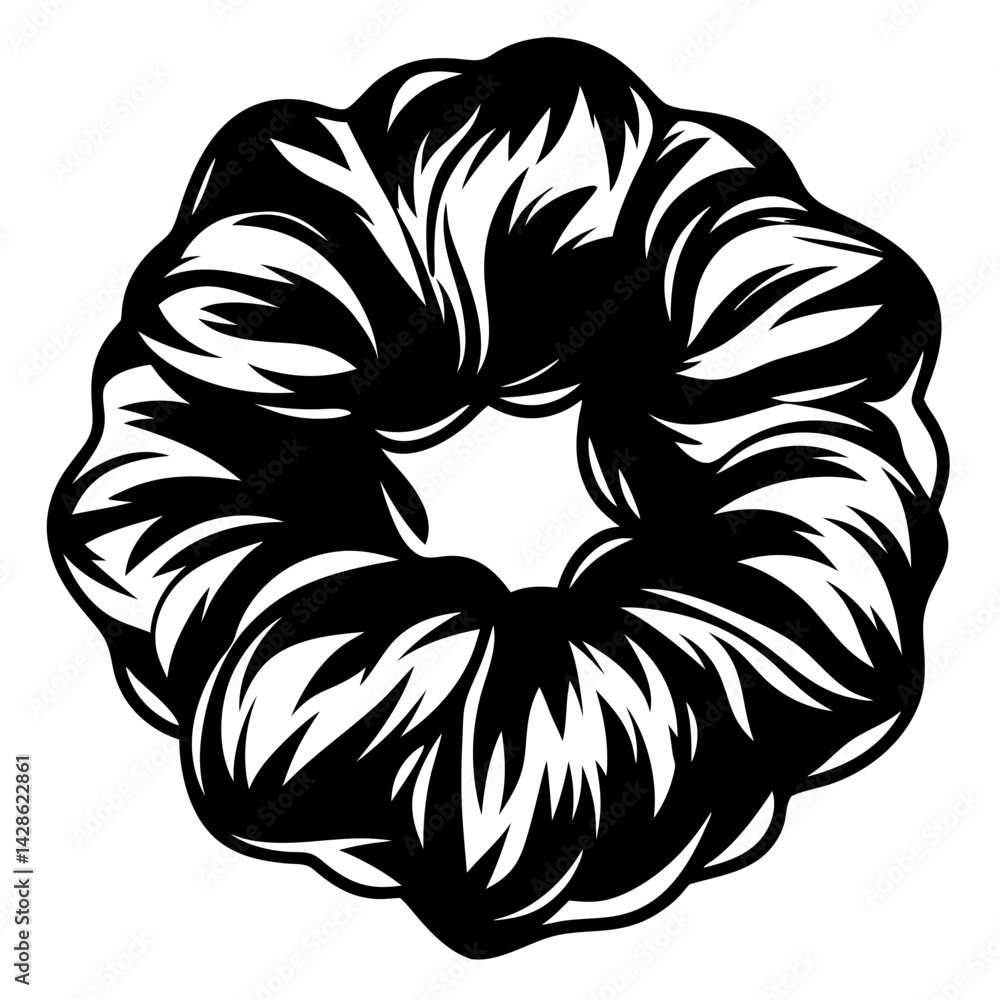 Poster monochrome abstract floral design with dynamic organic shapes and flowing patterns