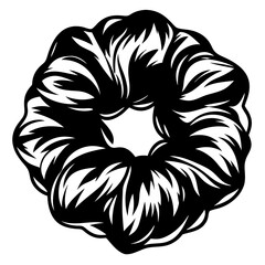 Monochrome abstract floral design with dynamic organic shapes and flowing patterns