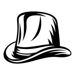 Monochrome vector illustration of a stylish top hat, vintage design element
