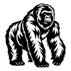 Majestic Gorilla in Striking Black and White Silhouette Standing Confidently