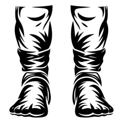 Stylized Bare Feet and Legs in Black and White Artistic Graphic