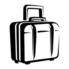 Bold stylized black and white illustration of luggage ready for traveling