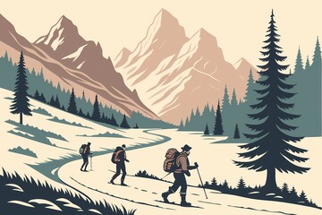 People Hiking Adventure In The Mountains Natural Landscape Scenery