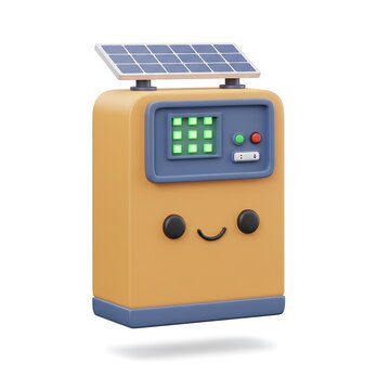 3D cartoon solar battery box with face