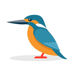 Vector Illustration of kingfisher, Cute bird Character for decor and icon.