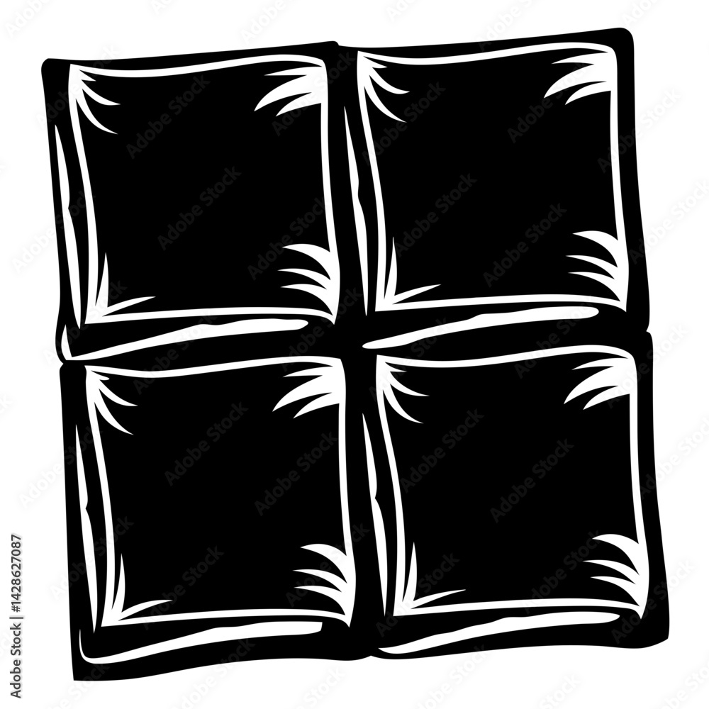 Aufkleber monochrome image of four square panels with stylized edges and empty centers