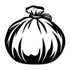 Stylized Black and White Illustration of a Sack Tied at the Top