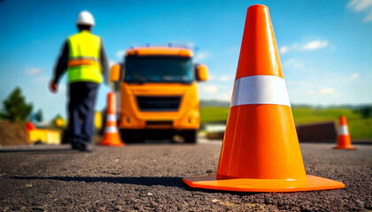 Traffic management safety procedures construction site visual content outdoor environment