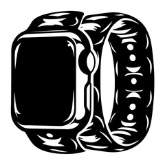 Stylish modern smartwatch device with a unique patterned wristband illustration