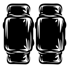 Pair of stylized black and white boxing gloves ready for action