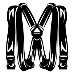 Suspender Icon Flat Isolated Black and White Garment Accessory Design