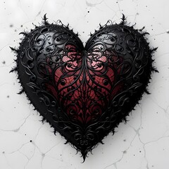 Obraz premium Intricate Black Lace Heart: A Dark Romantic Masterpiece of Gothic Art