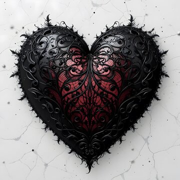 Intricate Black Lace Heart: A Dark Romantic Masterpiece of Gothic Art