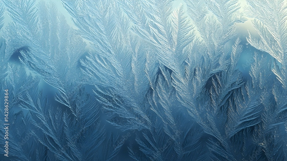 Poster stunning frosty window pane with intricate ice patterns. perfect for winter backgrounds, textures, a