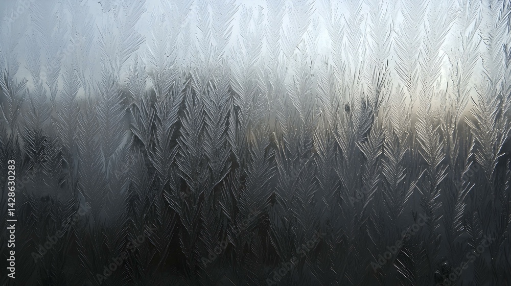 Aufkleber stunning frost patterns on a windowpane, creating a unique texture and abstract design. perfect for 
