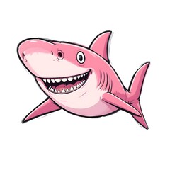 Fototapeta premium A Delightful Pink Shark Cartoon Illustration A Cheerful Aquatic Creature Design