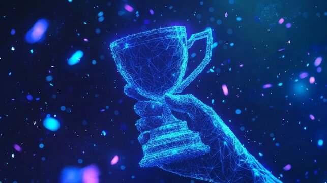 Innovative low polygon design highlights the theme of achievement.