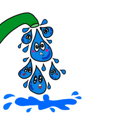 vector illustration of a blue water drop Funny character