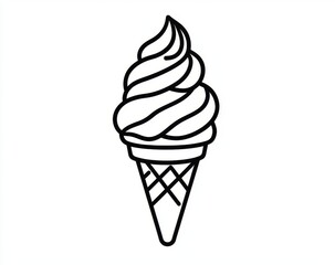 Continuous line drawing of an ice cream cone.
