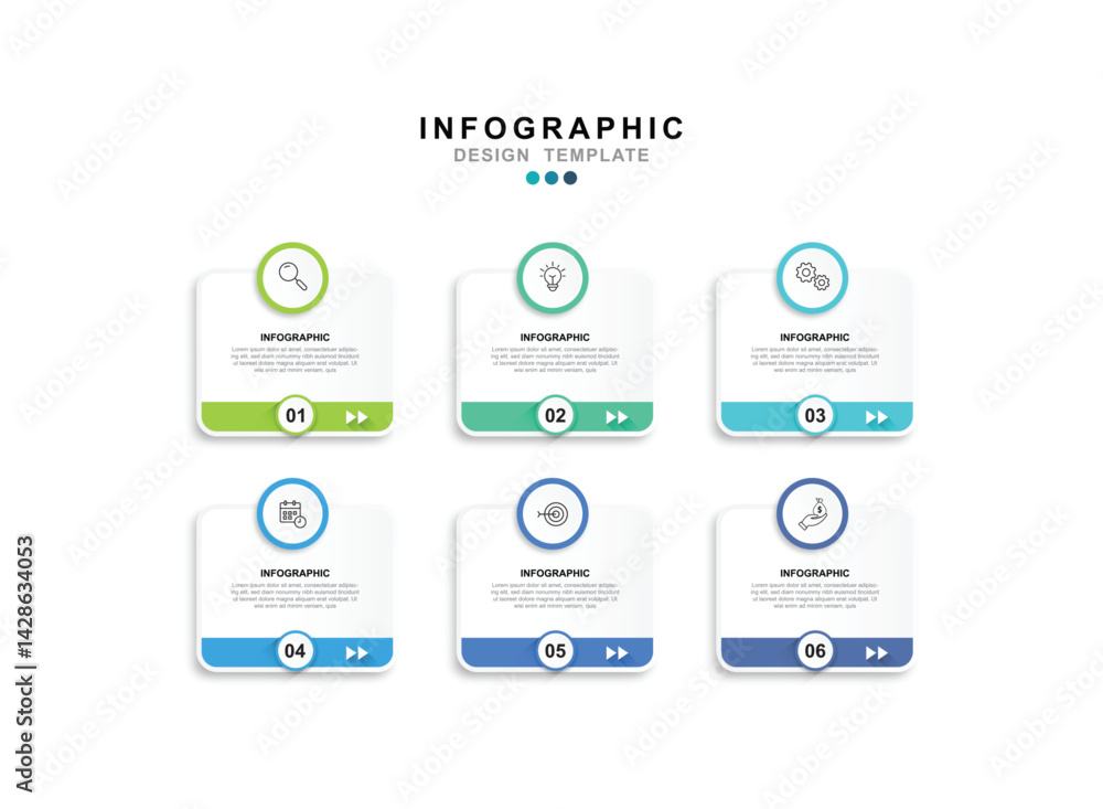 Fototapete vector infographic label design template with icons and 6 options or steps. for your business data. 