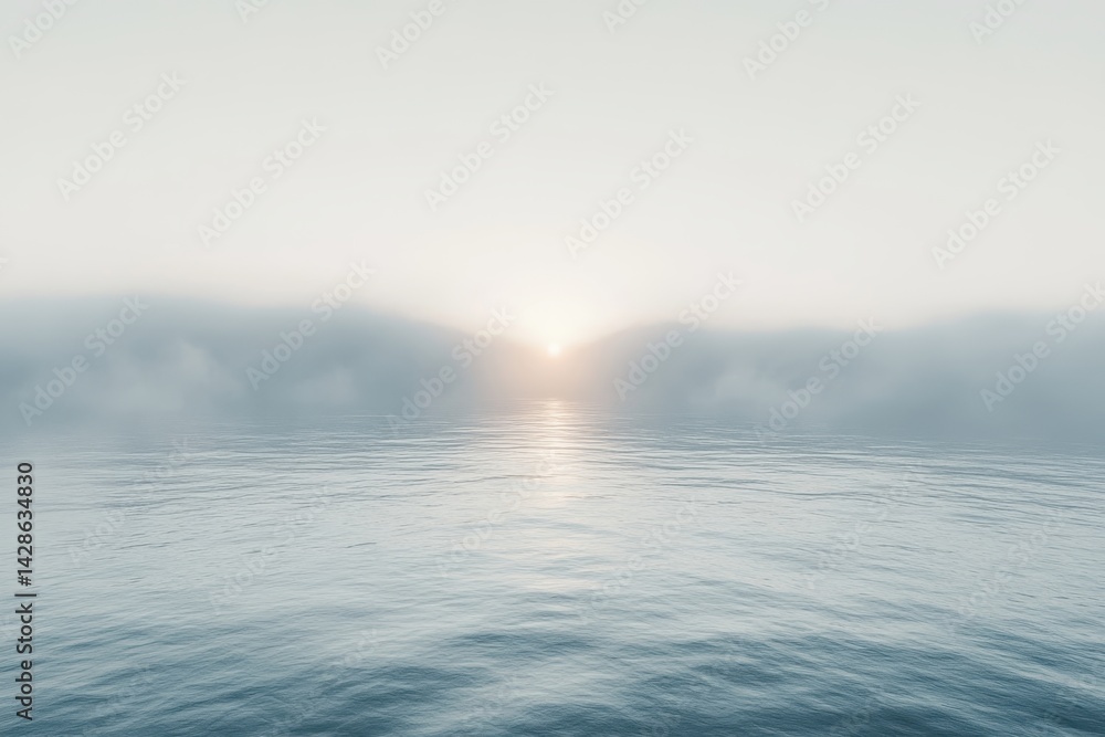 Poster sunset over calm ocean waves on a serene beach filled with vibrant colors and soft clouds, capturing