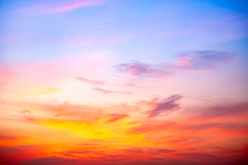 Fototapeta premium Beautiful , luxury soft gradient orange gold clouds and sunlight on the blue sky perfect for the background, take in evening,Twilight, Large size, high definition landscape photo