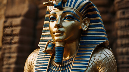 Egypt king Tutankhamen Pharoah Avatar icon, Golden Statue 